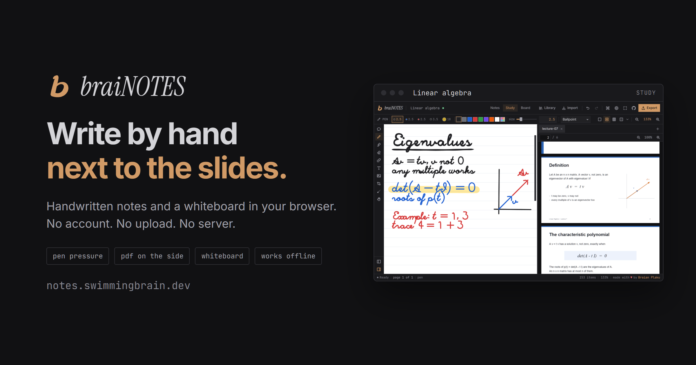 brainotes website preview