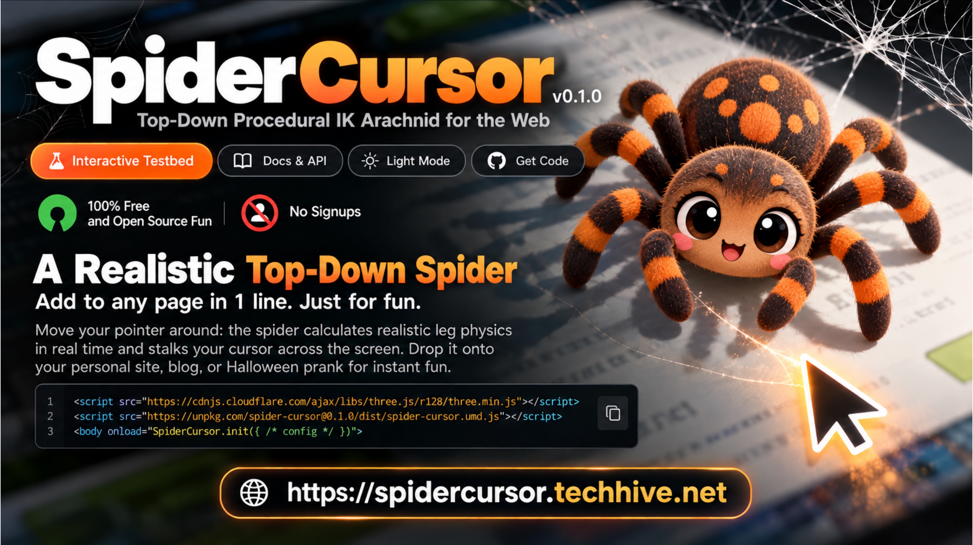 spidercursor website preview